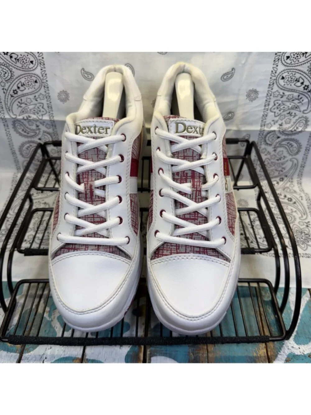 DEXTER Lori Bowling Shoes White w/ Red Lace Up B4256 Woman's Sz 10
